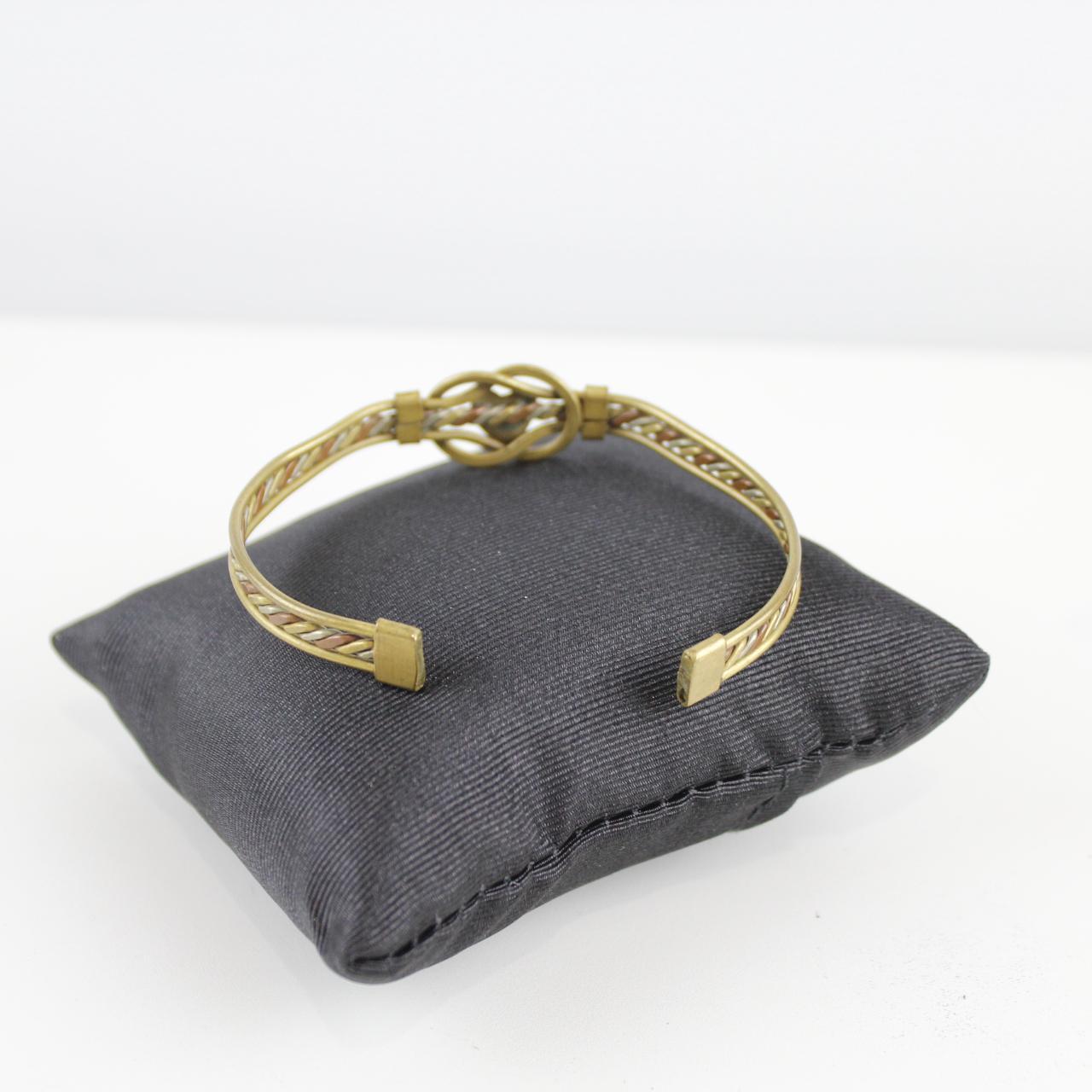 Hand-Made Design Copper Brass Silver Bracelet Double Loop De