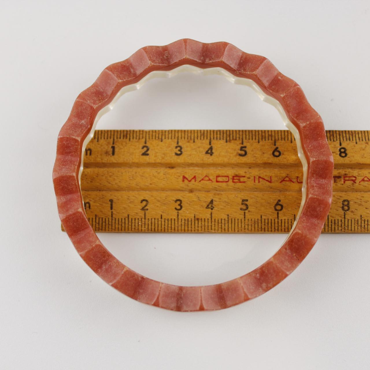 Layered Zig Zag Bangle Bracelets - Terracotta and Clear   Go
