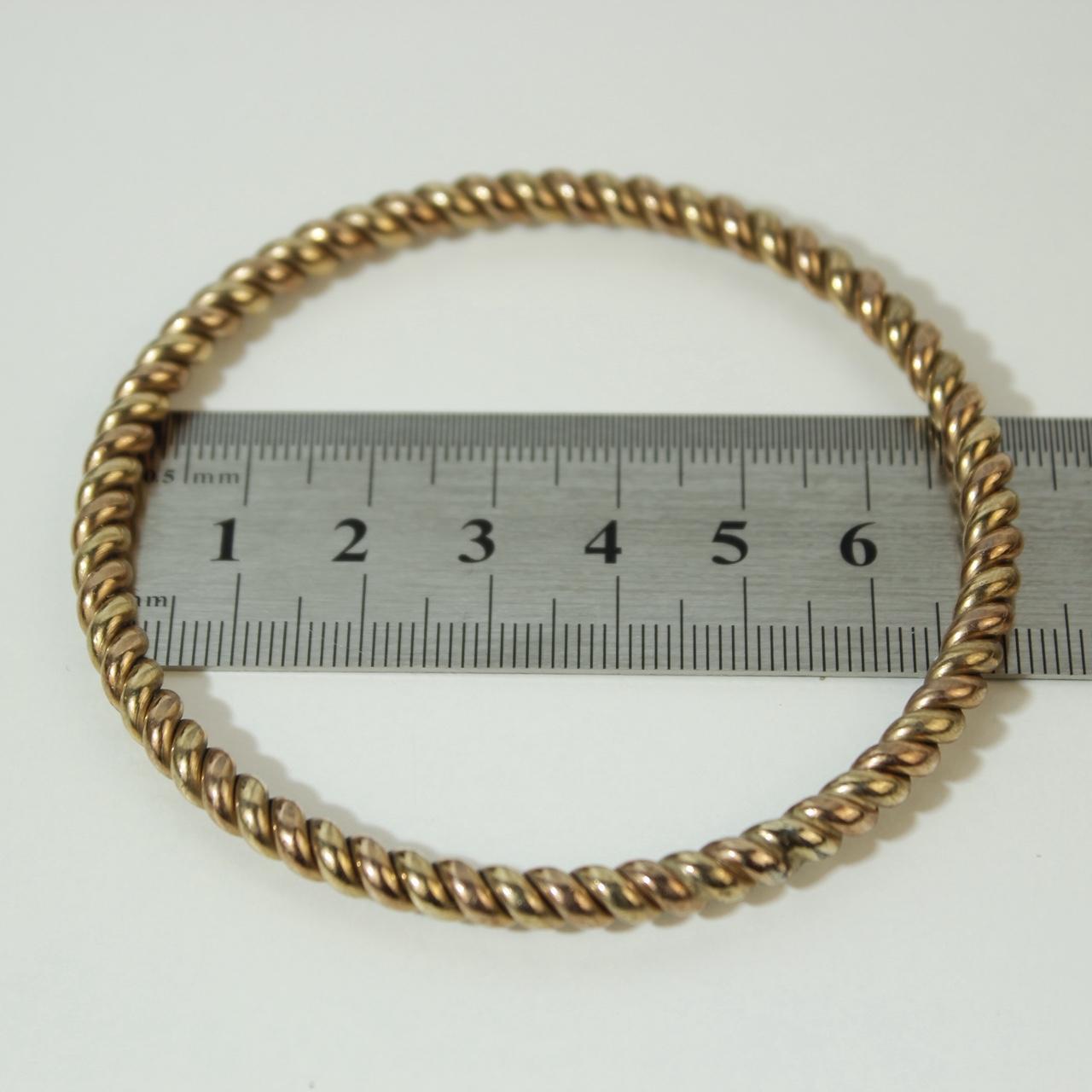 Gold Tone Textured Bangle Bracelet Rope Cut Stackable Minimalist