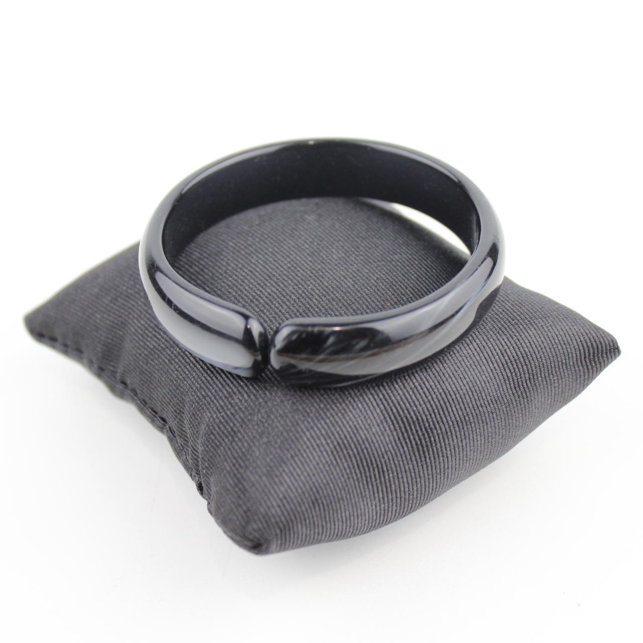 Black Glossy Bangle Bracelet Adjustable Gap Minimalist Jewel