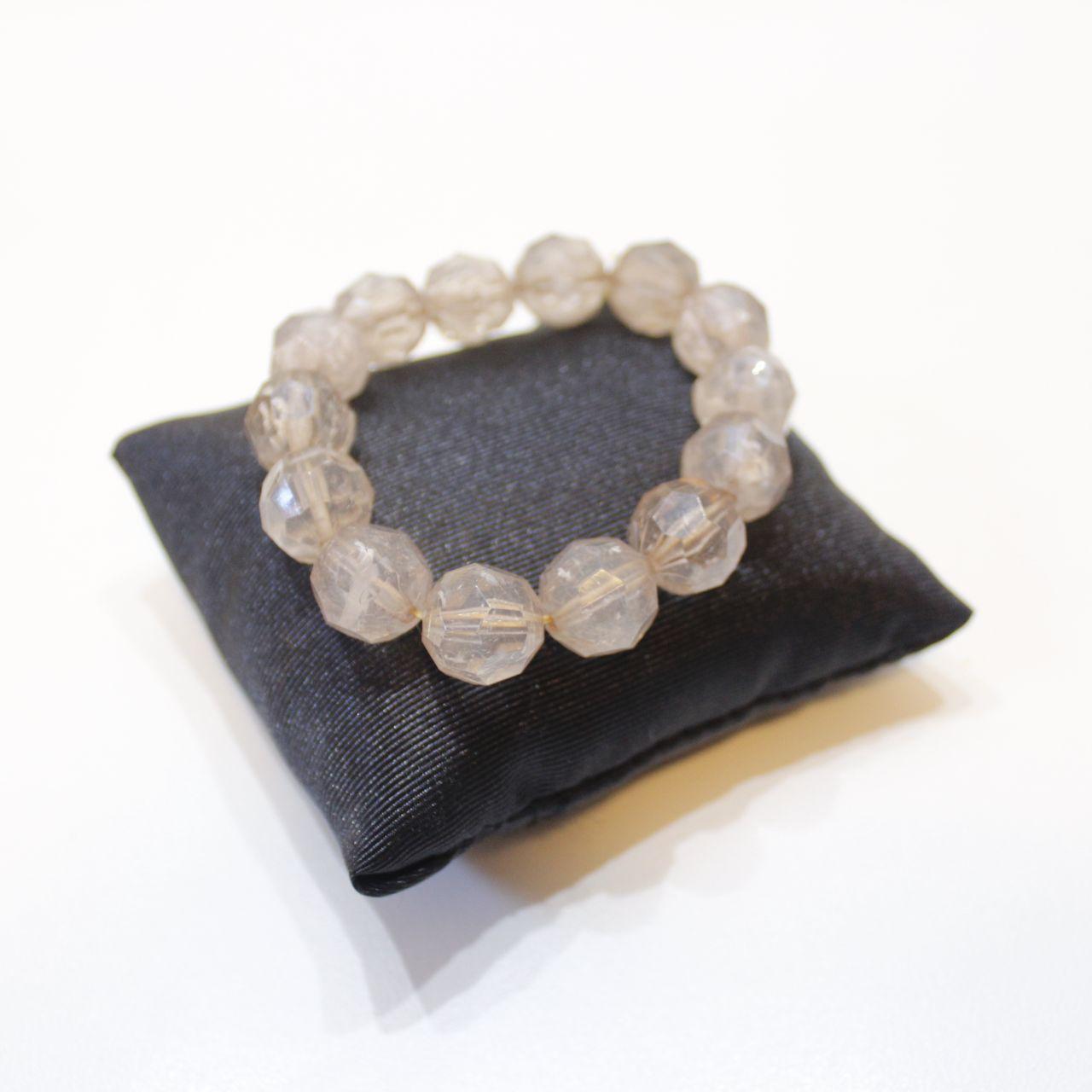 Faceted Clear Bead Stretch Bracelet Crystal Look Chunky Stat