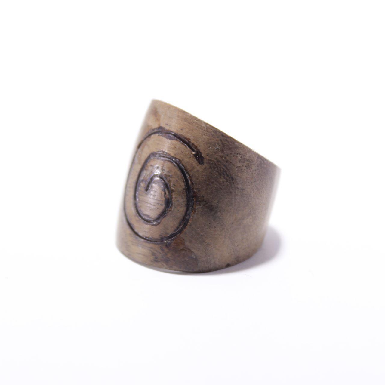Handmade Artisan Ring Wide Band Tribal Boho Spiral Design