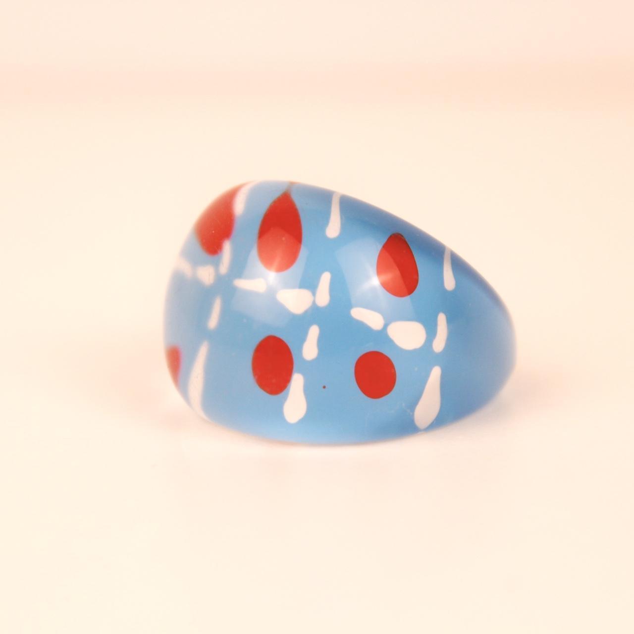 Lucite Acrylic Ring Red White Blue Summer Size L