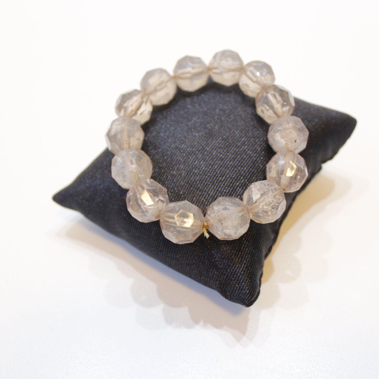 Faceted Clear Bead Stretch Bracelet Crystal Look Chunky Stat