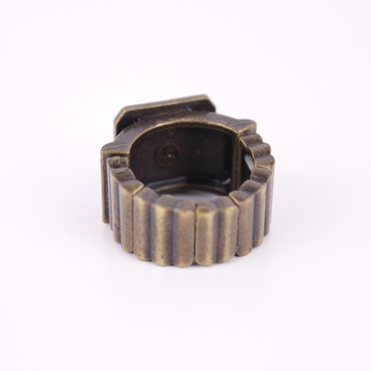 Vintage Brutalist Square Signet Ring Brassy tone Wide Industrial Statement Stret
