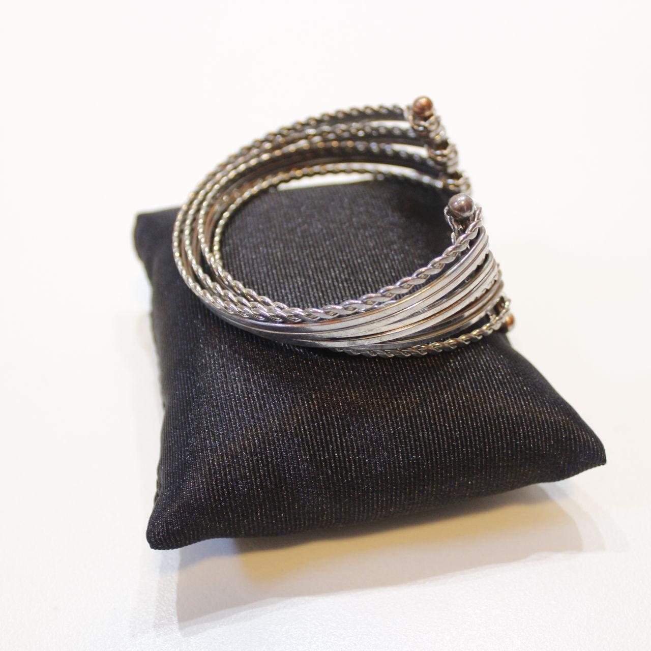 Handmade Wire Wrap Cuff Bracelet Silver Tone Artisan Jewelle