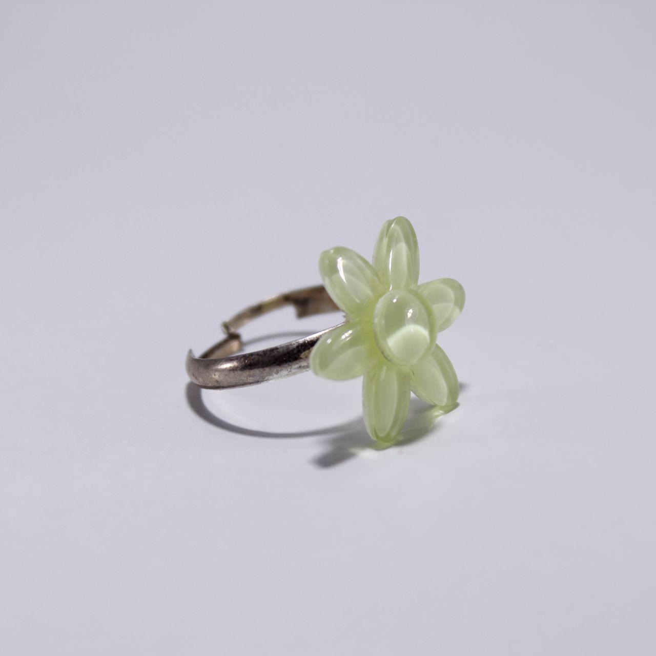 Light Green Cute Flower Ring Adjustable Band Novelty Fun