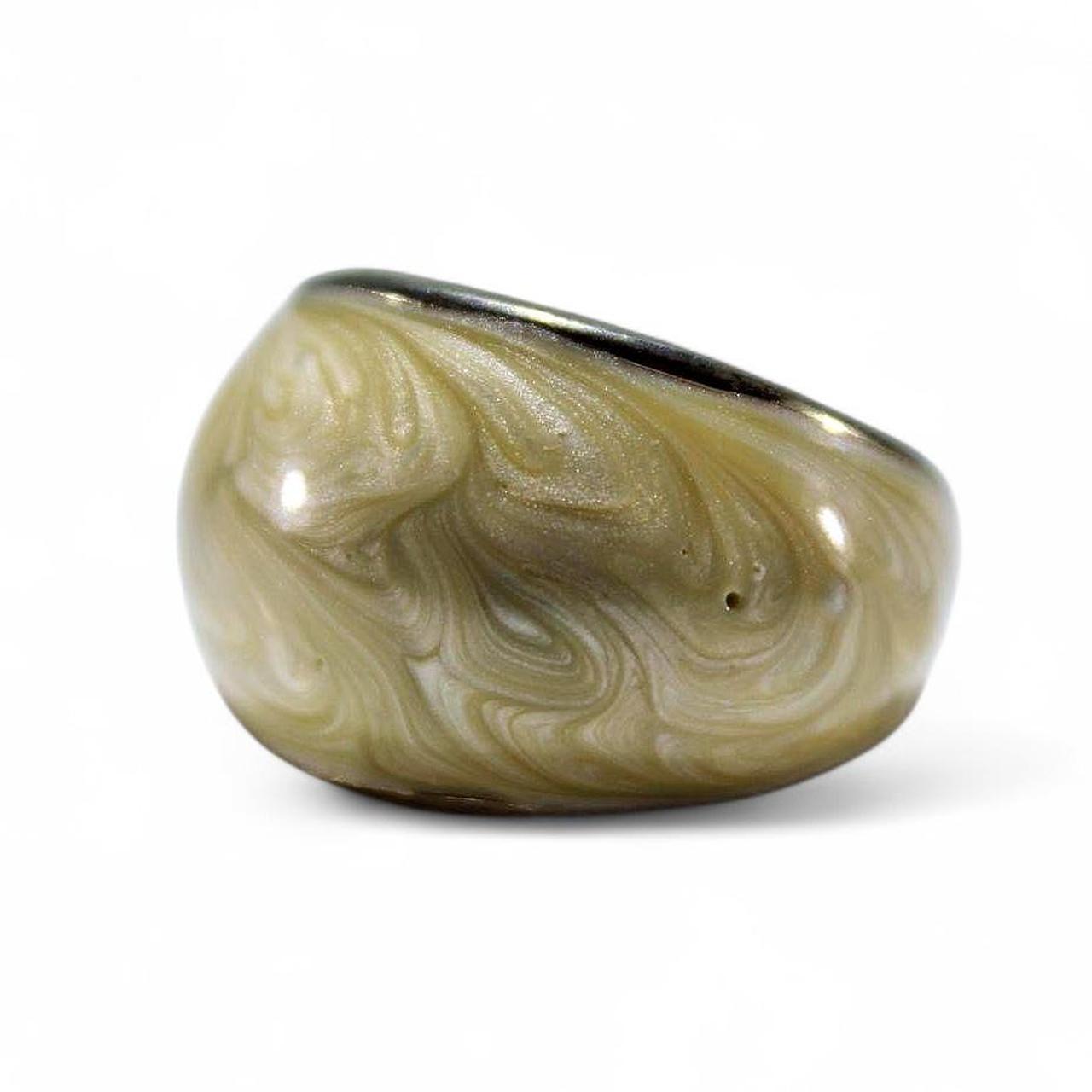 Vintage Style Wide Band Ring Acrylic Resin Dome Retro Boho