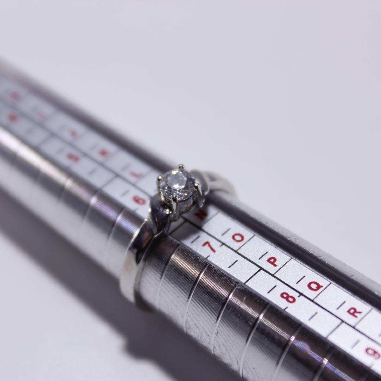 Silver Tone Solitaire Ring Round Colour Stone Minimalist