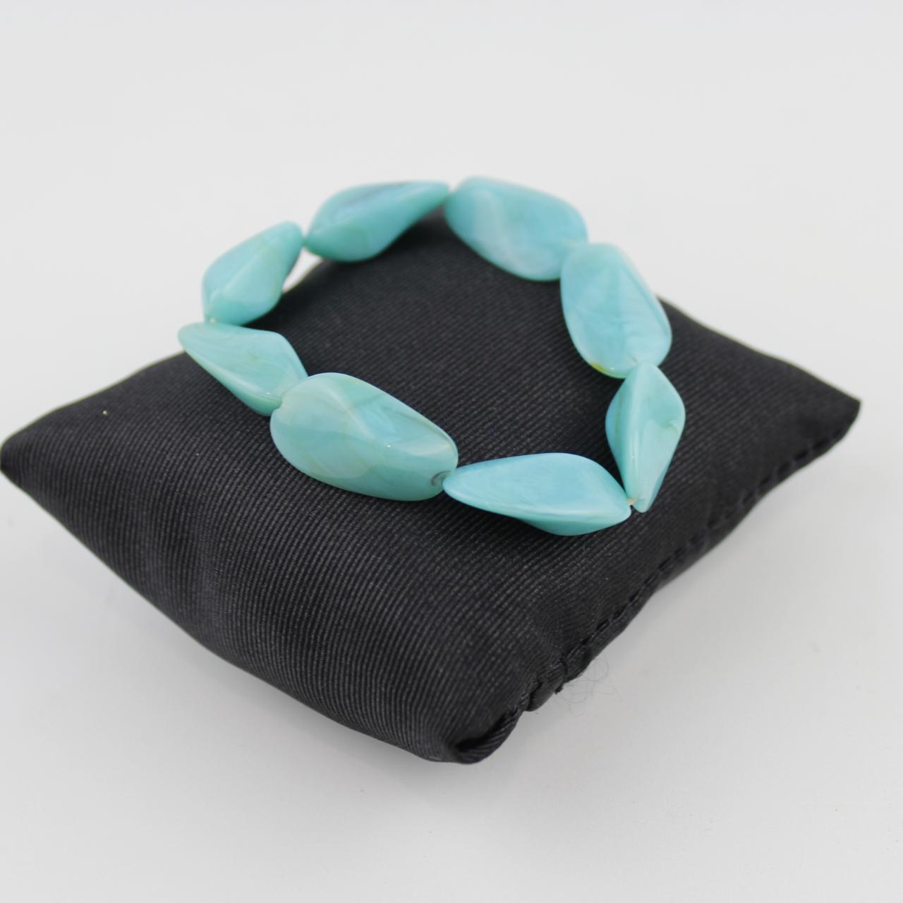 Turquoise Stone Bracelet Tumbled Amazonite Stretch Jewelry