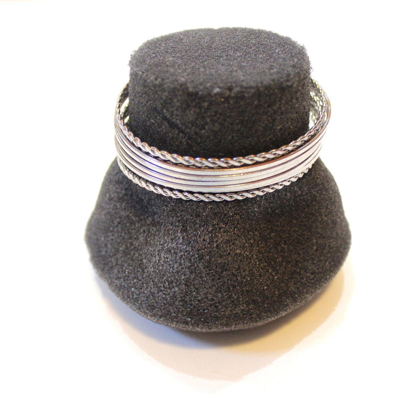 Handmade Wire Wrap Cuff Bracelet Silver Tone Artisan Jewelle