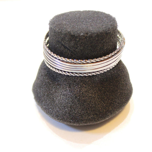 Handmade Wire Wrap Cuff Bracelet Silver Tone Artisan Jewelle