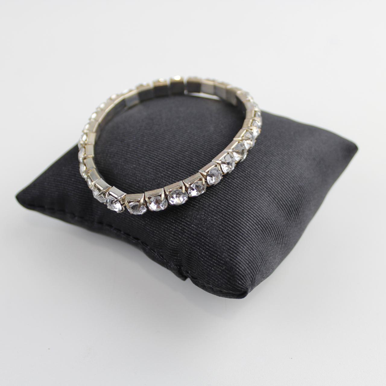 Vintage Crystal Rhinestone Tennis Bracelet - Silver Tone Set
