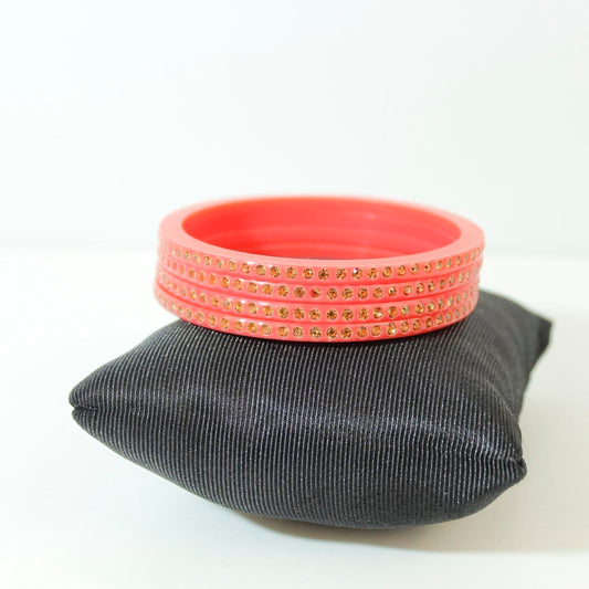 Kids Red Resin Bangle Bracelets Gold Glitter Inlay Textured Sparkle Stacking