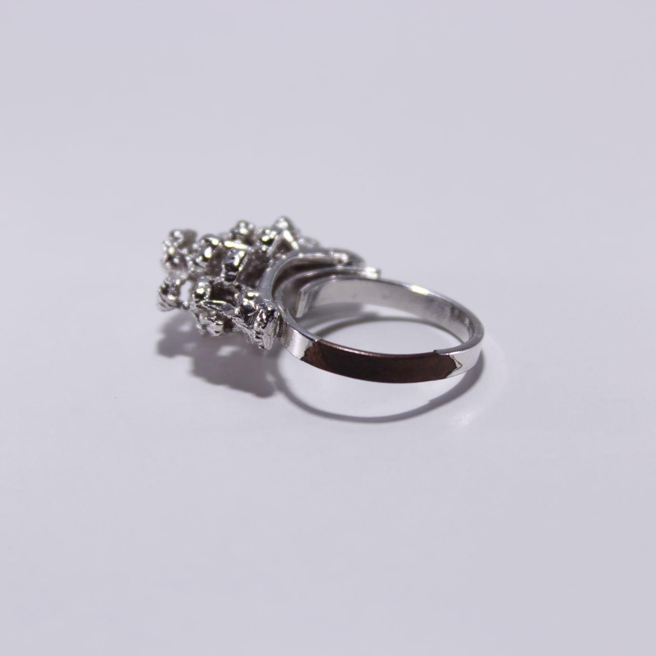 Unique Bubble Cluster Ring Abstract Silver Tone Cocktail