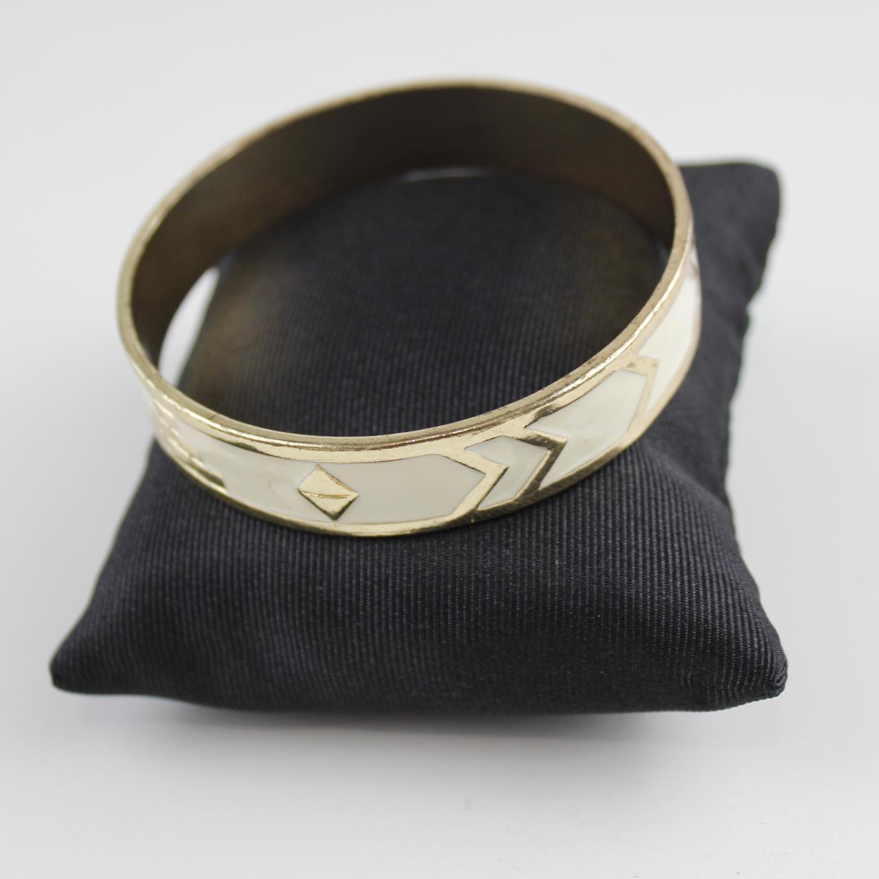 Gold Tone & Enamel - Statement Bracelet Contemporary Stateme