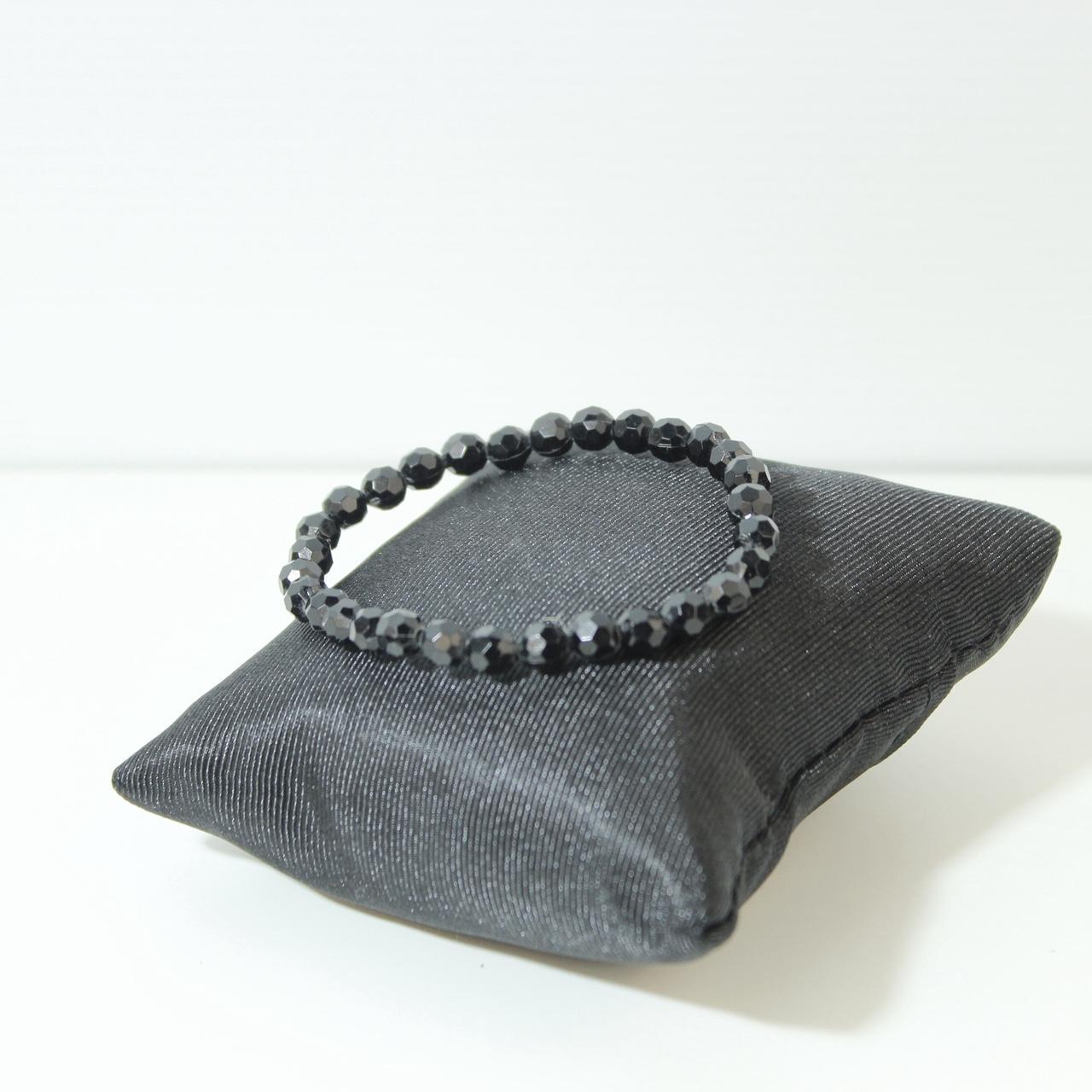 Black Faceted Bead Stretch Bracelet Accent Stacking Bangle Minimalist Jewellery