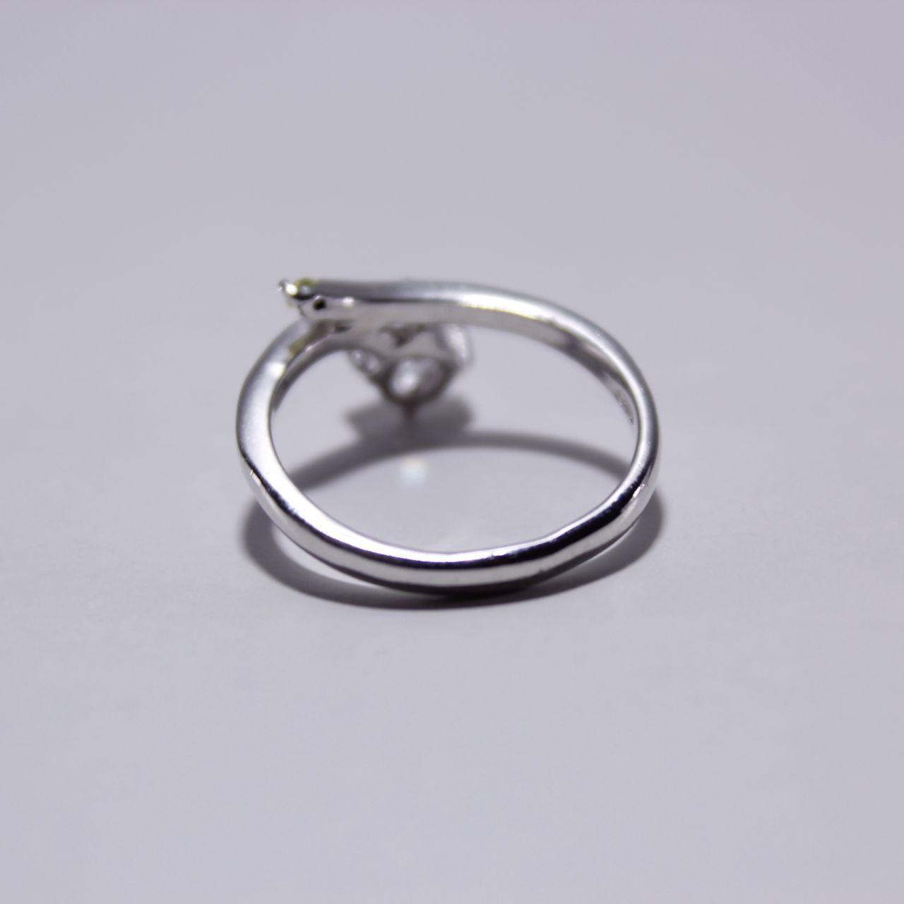 Silver Tone Solitaire Ring Round Stone Minimalist