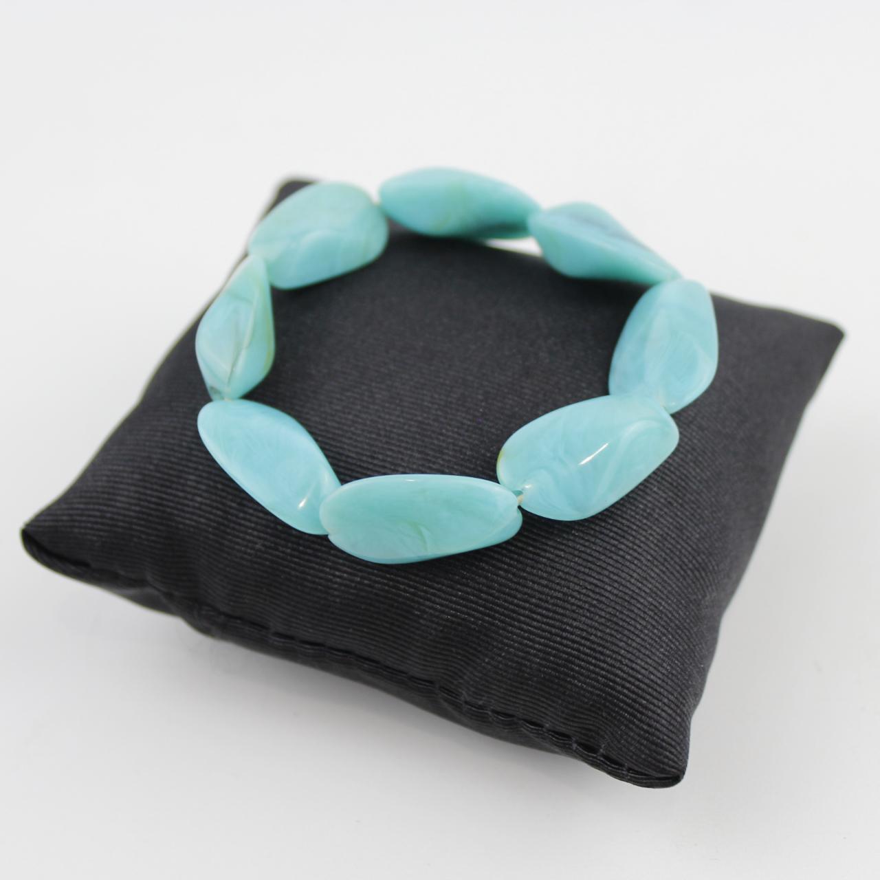 Turquoise Stone Bracelet Tumbled Amazonite Stretch Jewelry