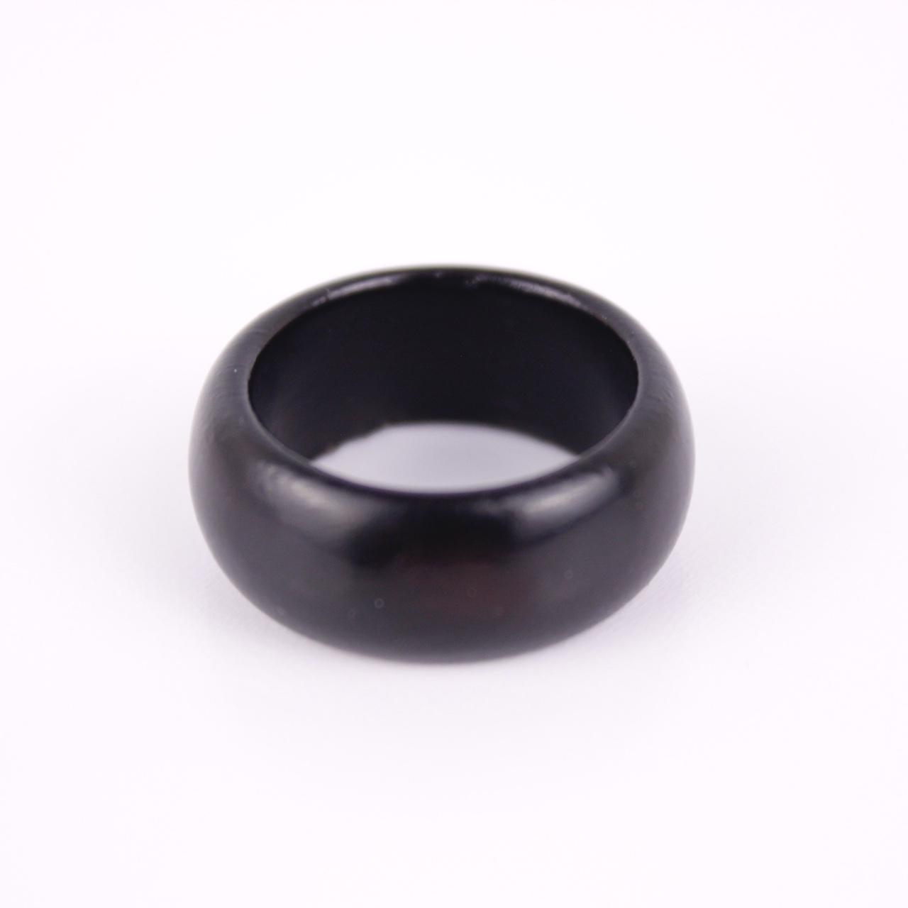 Black Dome Ring Wide Statement Band Resin Wood Style Boho Bold  Good pre-loved c