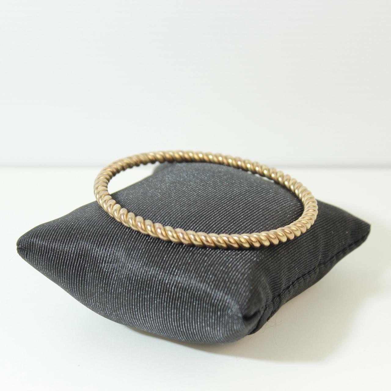 Gold Tone Textured Bangle Bracelet Rope Cut Stackable Minimalist