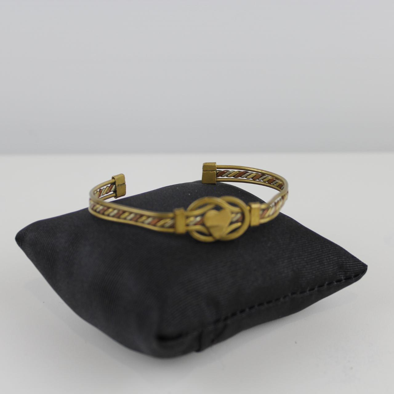 Hand-Made Design Copper Brass Silver Bracelet Double Loop De