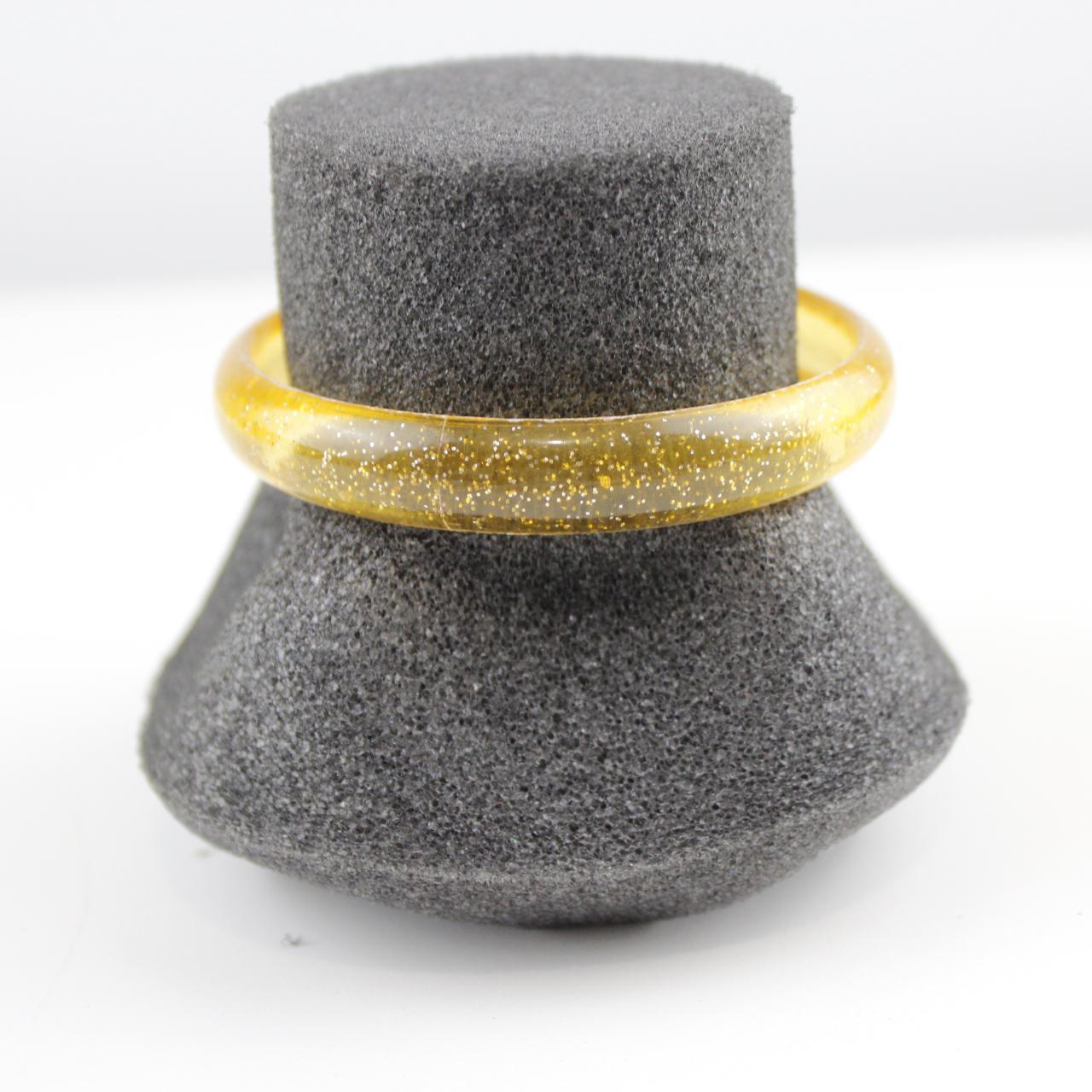 Glittery Yellow Acrylic Bangle Bracelet - Sparkling Statemen