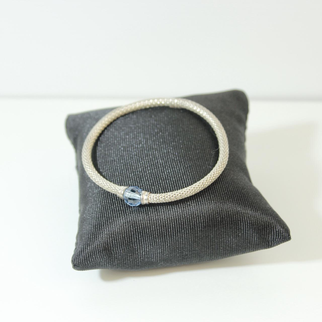 Stardust Bracelet Light Blue Crystal Mesh Silver Tone