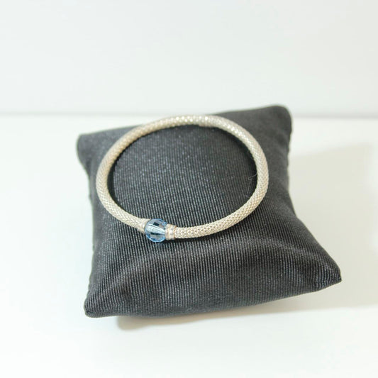 Stardust Bracelet Light Blue Crystal Mesh Silver Tone