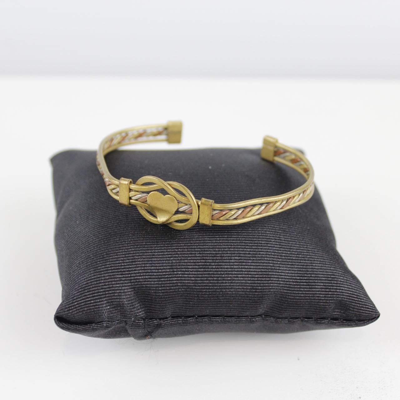 Hand-Made Design Copper Brass Silver Bracelet Double Loop De