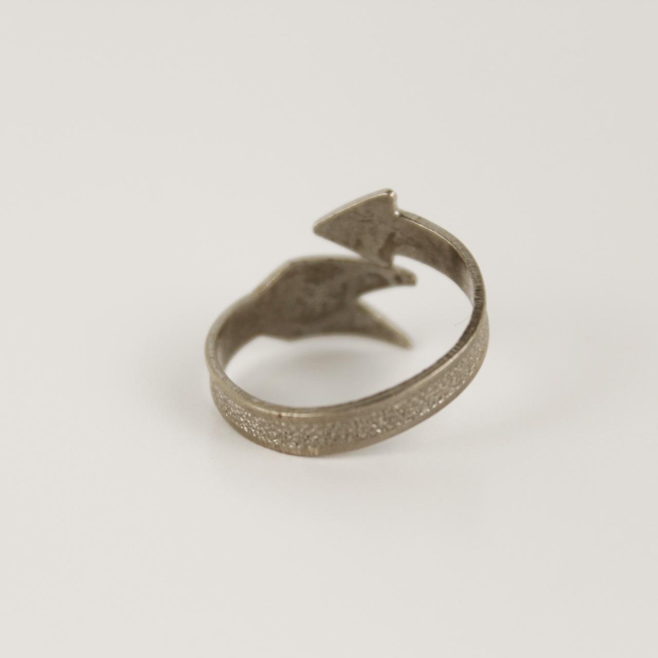 Silver tone Adjustable Arrow Ring Wrap Band Textured Boho Hippie Style Statement