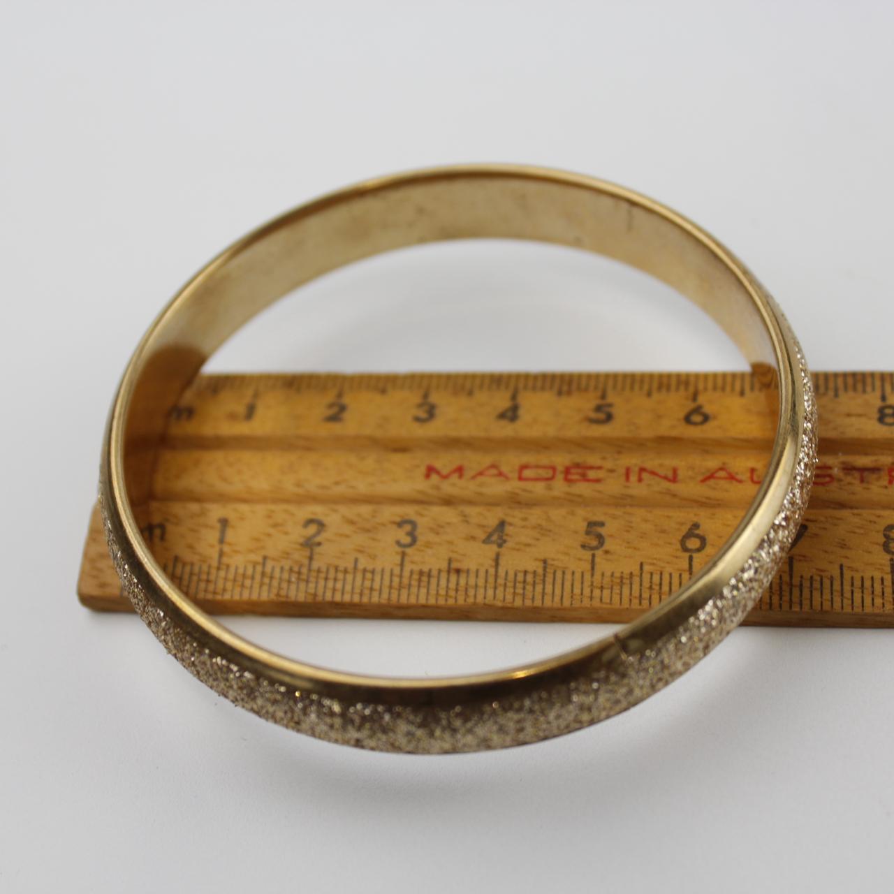 Gold Tone Bangle Bracelet Glitter Texture Minimalist Jewelry