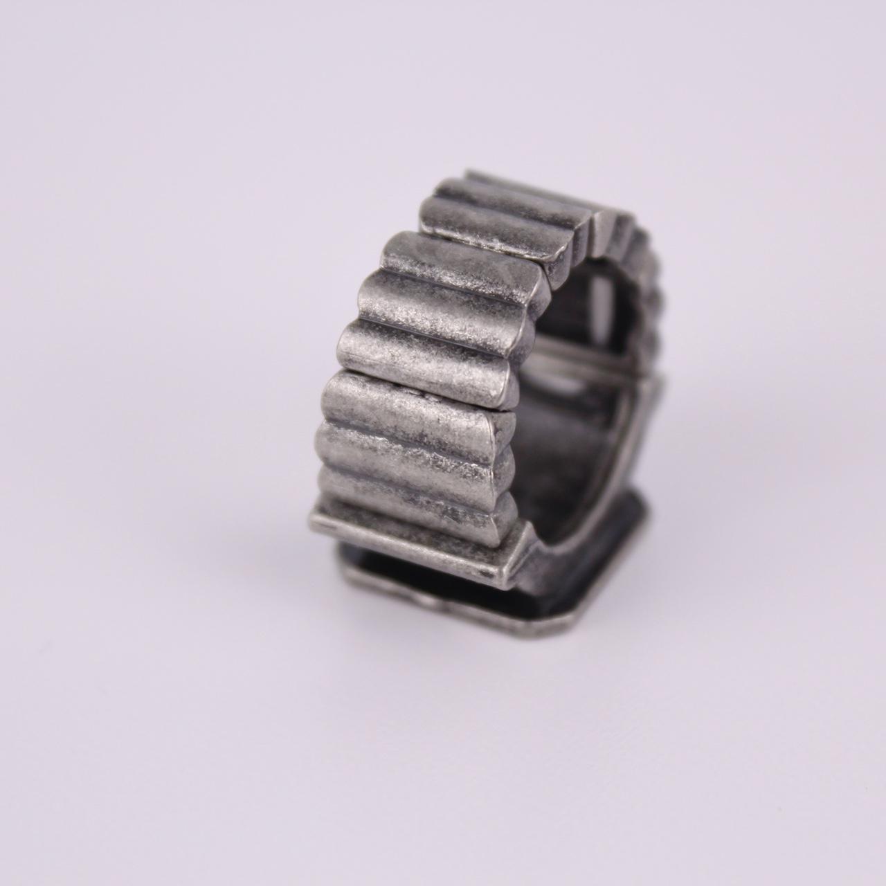 Vintage Brutalist Square Signet Ring Silver Tone Wide Industrial Statement Stret