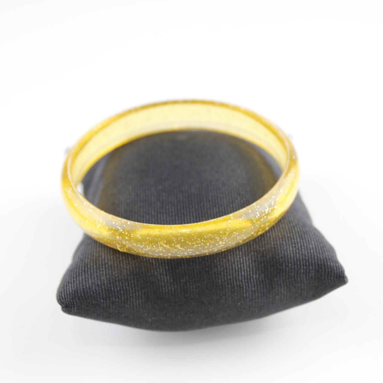 Glittery Yellow Acrylic Bangle Bracelet - Sparkling Statemen
