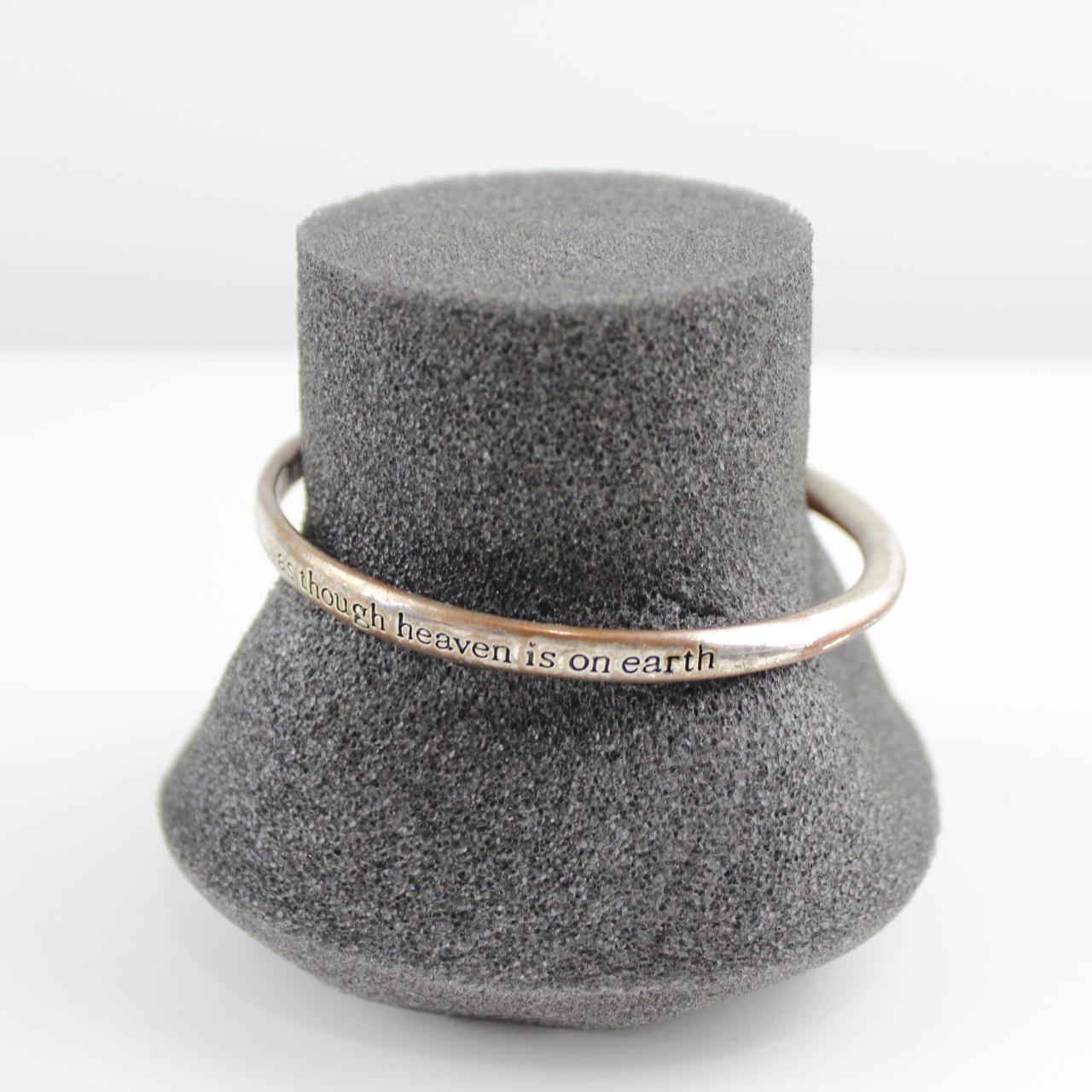 Inspirational Silver Tone Bangle Bracelet Engraved Quote Jew