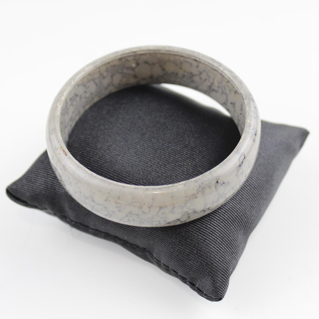 Marbled Gray Ceramic Bangle Bracelet - Unique Textured Stone