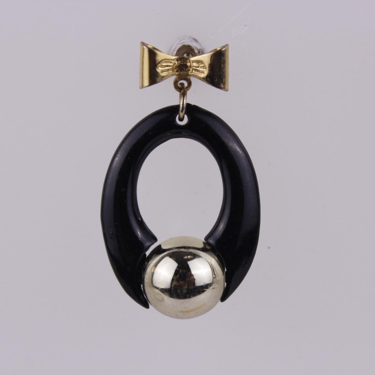 Black Drop Earrings Silver Tone Celtic Knot Leverback Oval Cognac Dangle  Good p