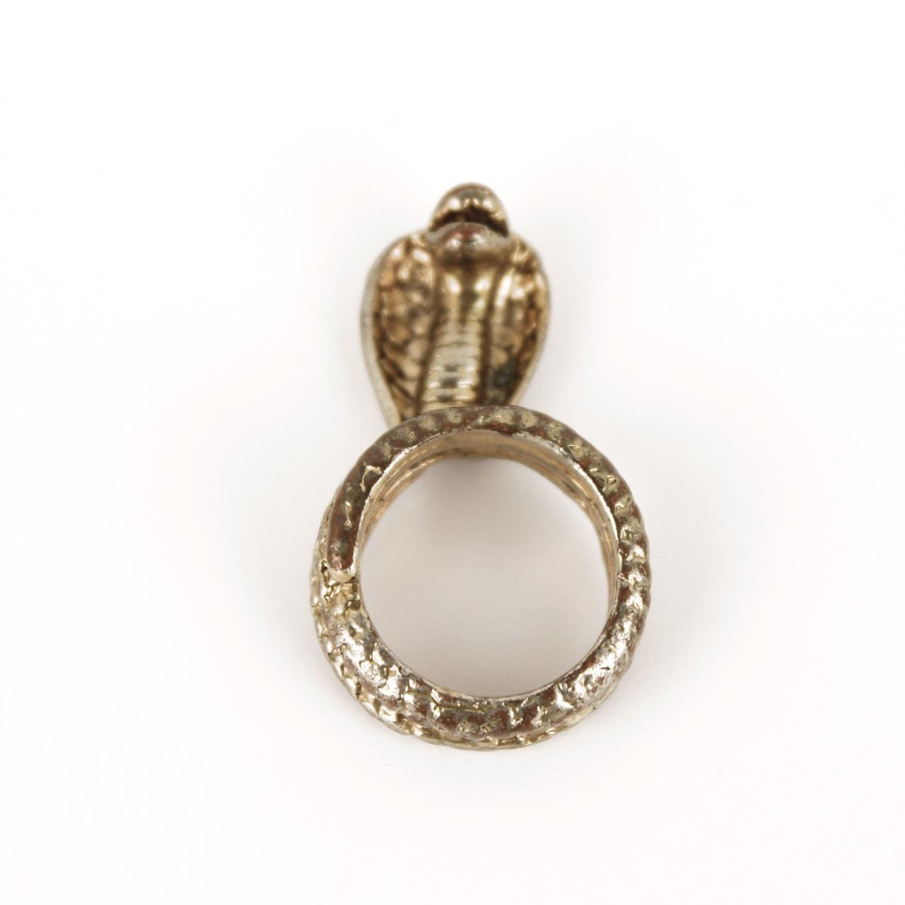 Cobra Snake Ring Brassy tone Textured Coiled Serpent Statement Band Gothic Jewel