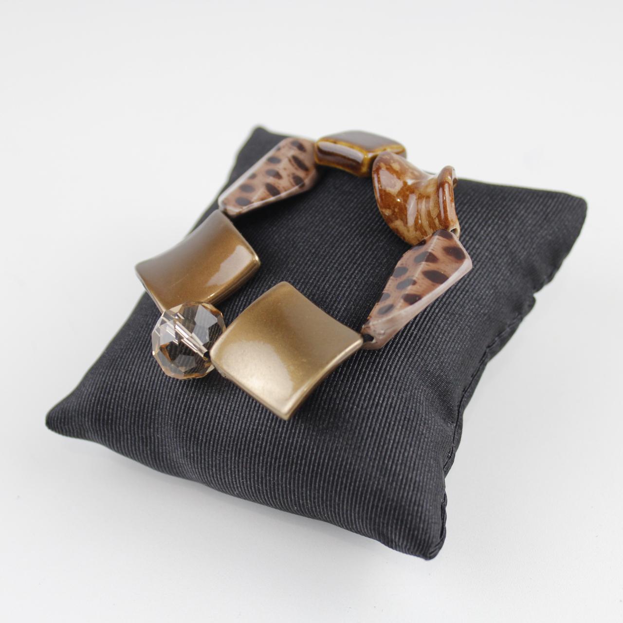 Elegant Handmade Geometric Bead Jewelry Bronze Gold Metallic