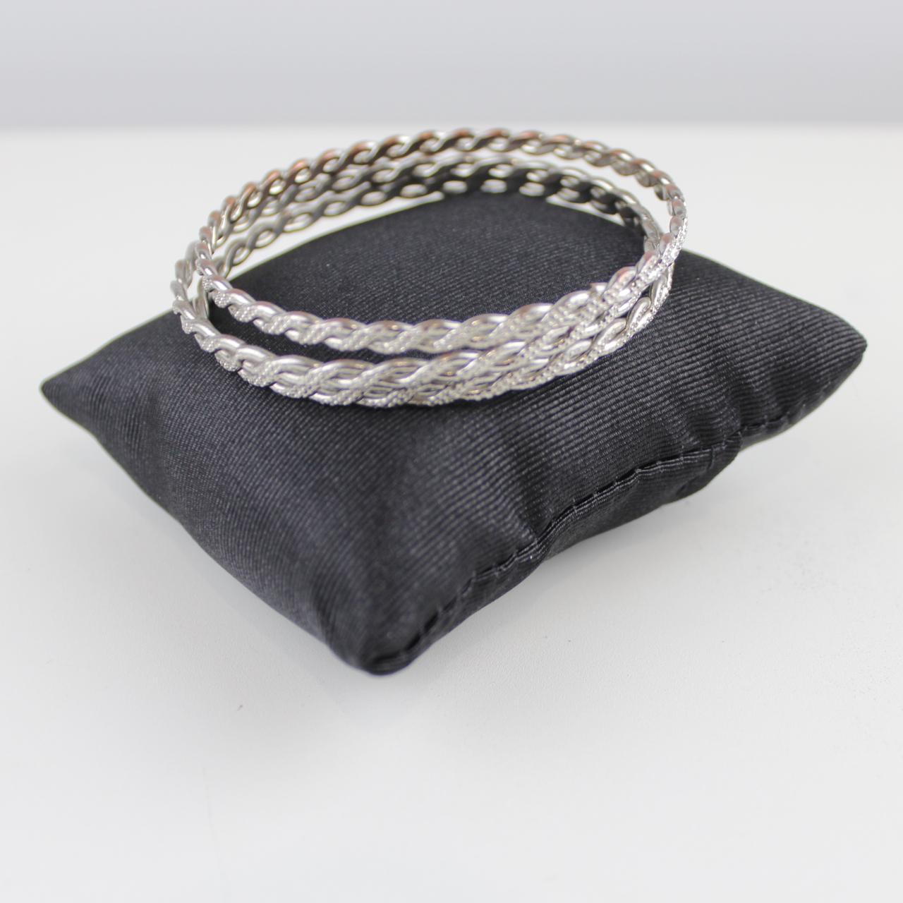 Silver Tone Twisted Bangle Bracelets Rope Design Fashion Set