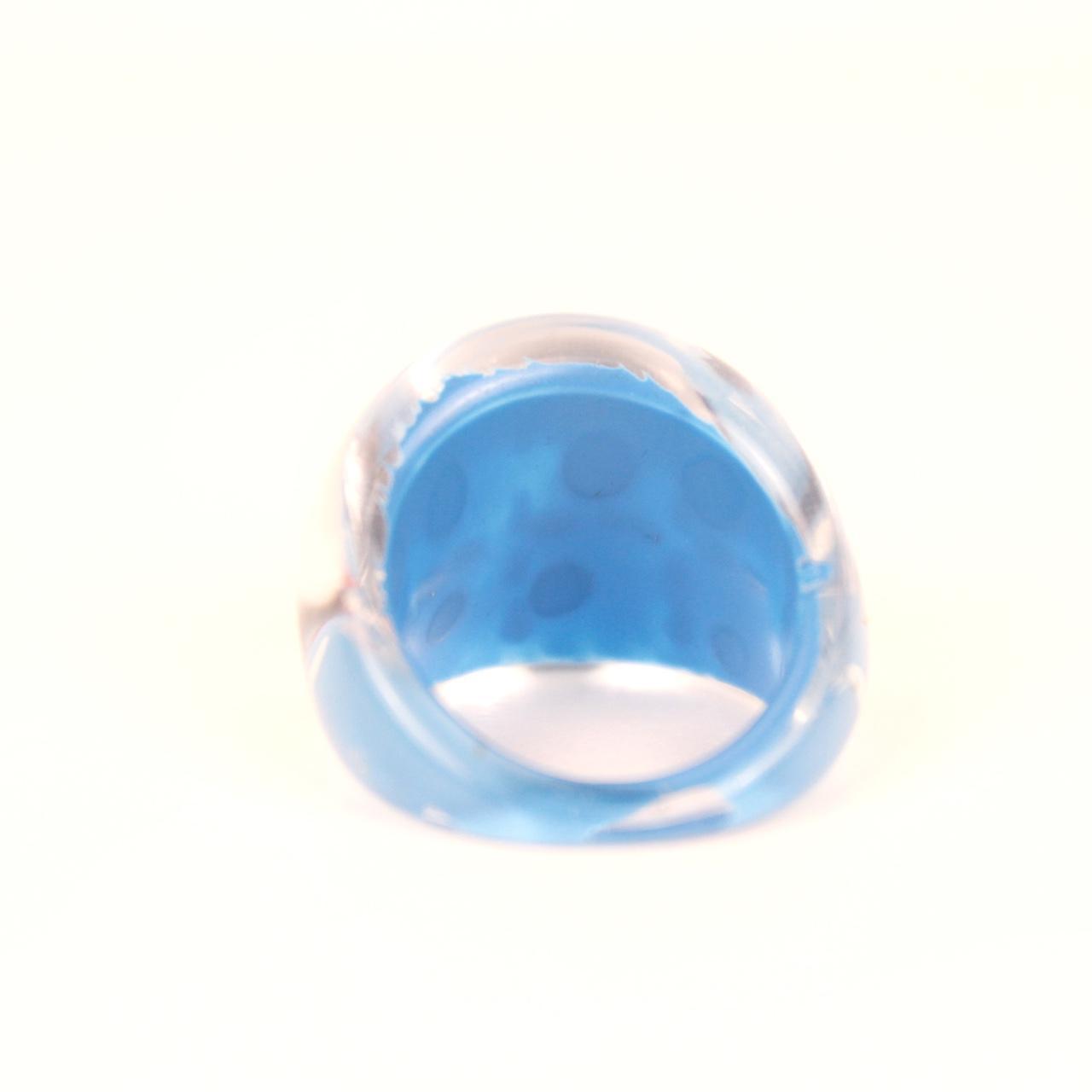 Lucite Acrylic Ring Red White Blue Summer Size L