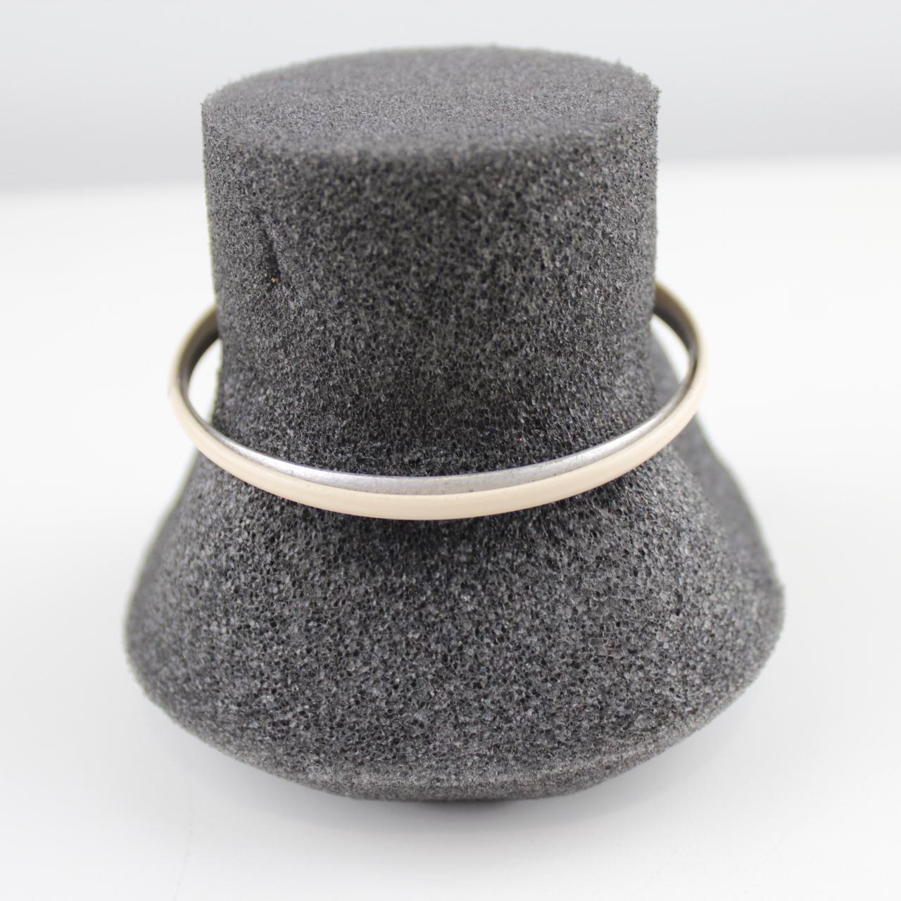 Silver Colour & Cream colour Bangle Bracelets Set Thin Stack