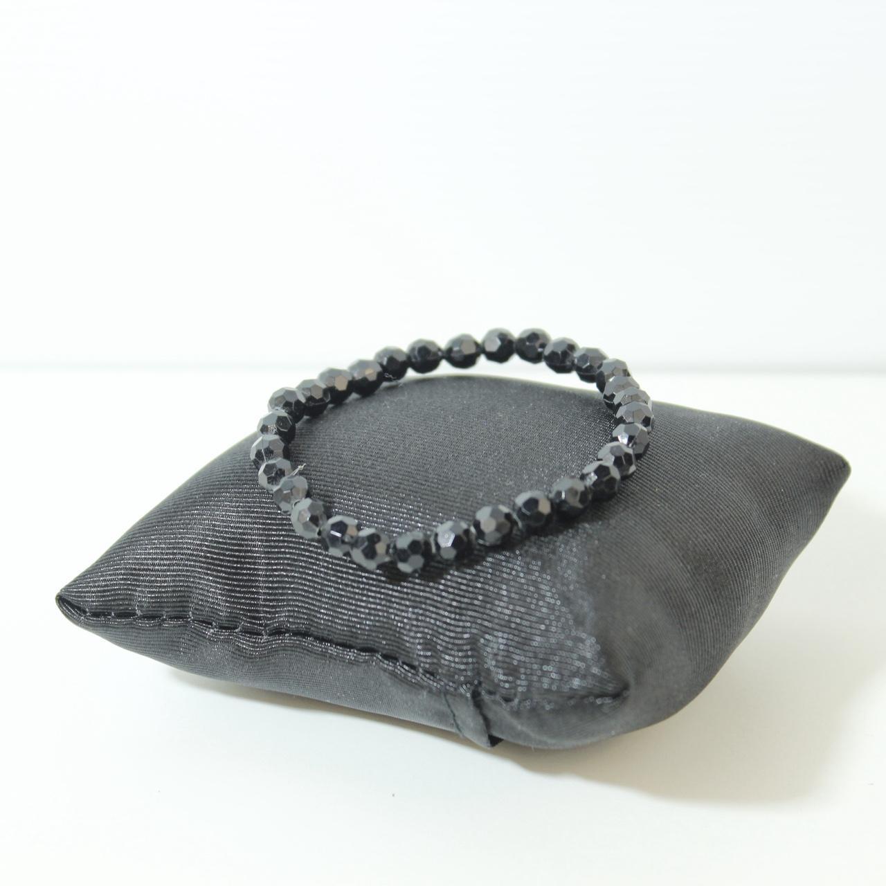 Black Faceted Bead Stretch Bracelet Accent Stacking Bangle Minimalist Jewellery