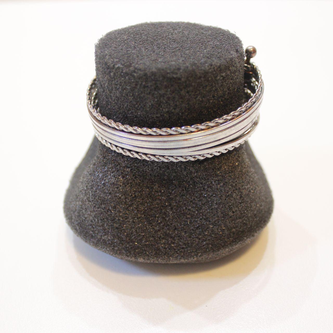 Handmade Wire Wrap Cuff Bracelet Silver Tone Artisan Jewelle