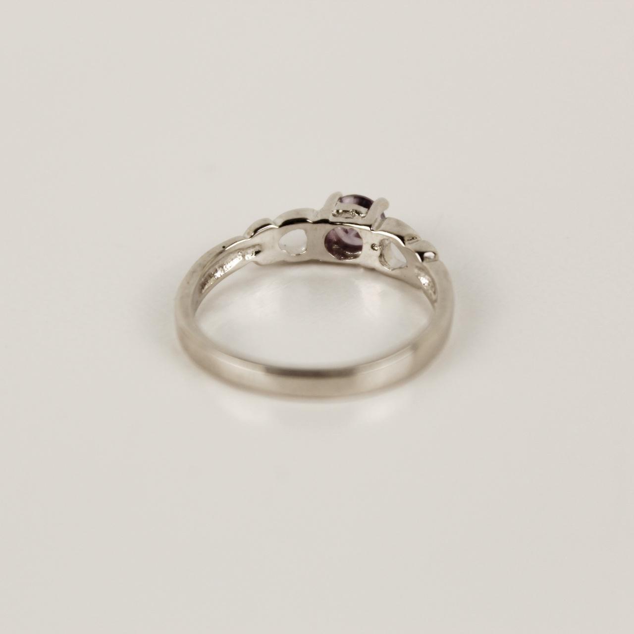 Silver tone Purple Stone Heart Promise Ring Fashion Jewellery