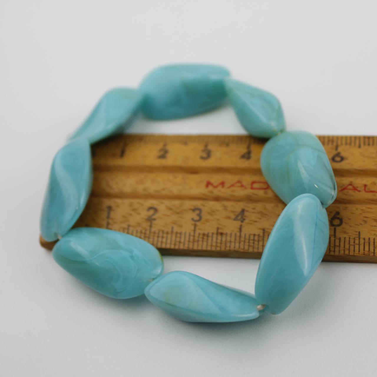 Turquoise Stone Bracelet Tumbled Amazonite Stretch Jewelry