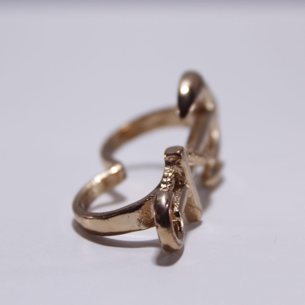 Gold Tone Nautical Anchor Wrap Ring Adjustable Marine Ship