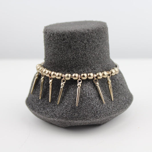 Elegant Gold Beaded Bracelet with Elongated Pendants Fashion