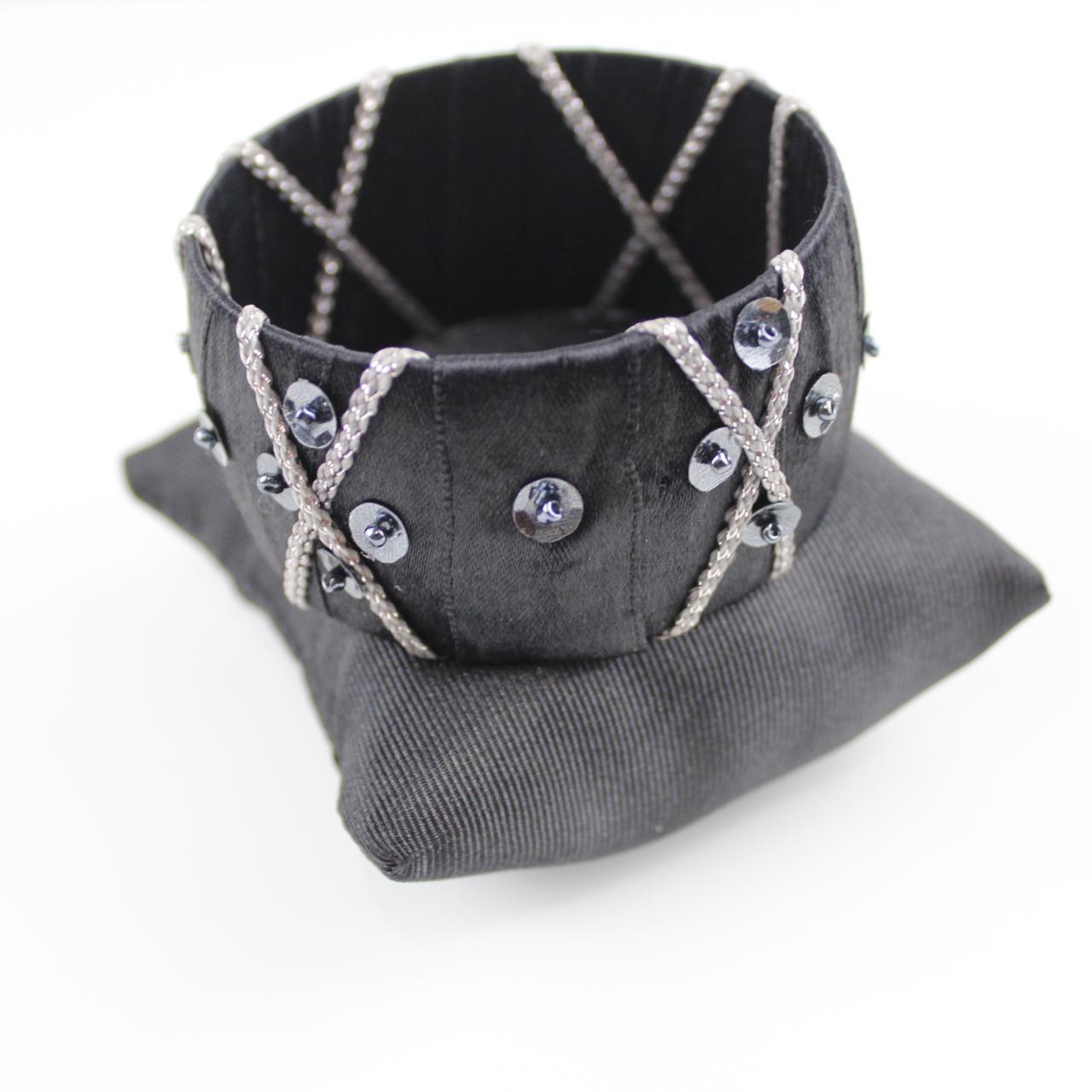 Gothic Black Velvet Cuff Bracelet Chain Detail Statement Jew