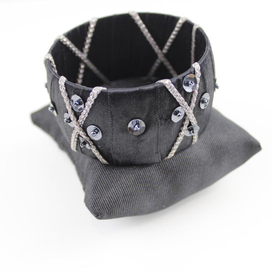 Gothic Black Velvet Cuff Bracelet Chain Detail Statement Jew